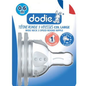 Dodie – Tétines Initiation+ col large (0-6 M) 3 vitesses Débit 1 (X2)